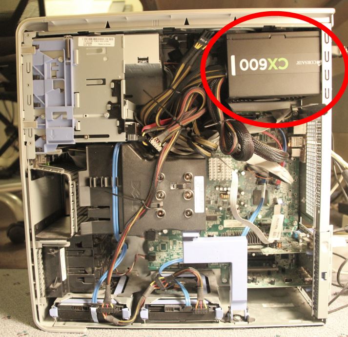 Computer with new power supply installed