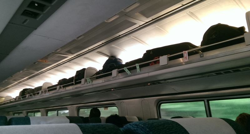 Overhead space on a train