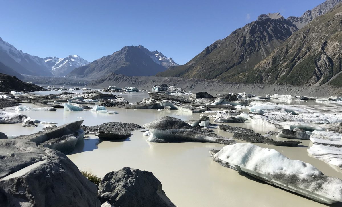Rapidly melting icebergs from the Tasman Glacier