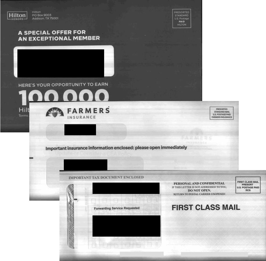 Scanned mail images from USPS' Informed Delivery