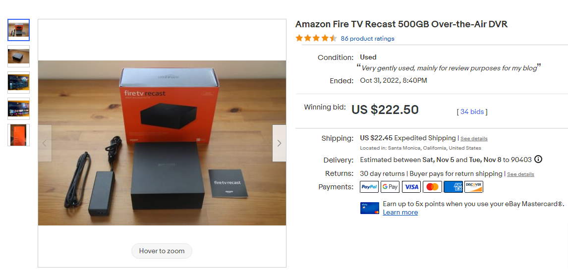 Amazon Fire TV Recast sold on eBay